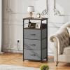 imageWLIVE White Night Stand with Charging Station LED Nightstand with 3 Fabric Drawers Tall Bedside Table with 3 USB Ports and 2 Outlets Dresser for Small Space 3193quot H Side Table for BedroomDark Grey