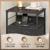 imageWLIVE White Night Stand with Charging Station LED Nightstand with 3 Fabric Drawers Tall Bedside Table with 3 USB Ports and 2 Outlets Dresser for Small Space 3193quot H Side Table for BedroomCharcoal Black Wood Grain Print