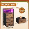 imageWLIVE White Night Stand with Charging Station LED Nightstand with 3 Fabric Drawers Tall Bedside Table with 3 USB Ports and 2 Outlets Dresser for Small Space 3193quot H Side Table for BedroomRustic Brown Wood Grain Print