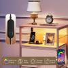 imageWLIVE White Night Stand with Charging Station LED Nightstand with 3 Fabric Drawers Tall Bedside Table with 3 USB Ports and 2 Outlets Dresser for Small Space 3193quot H Side Table for BedroomPink