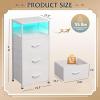 imageWLIVE White Night Stand with Charging Station LED Nightstand with 3 Fabric Drawers Tall Bedside Table with 3 USB Ports and 2 Outlets Dresser for Small Space 3193quot H Side Table for BedroomWhite