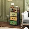 imageWLIVE White Night Stand with Charging Station LED Nightstand with 3 Fabric Drawers Tall Bedside Table with 3 USB Ports and 2 Outlets Dresser for Small Space 3193quot H Side Table for BedroomFloral Painted