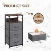 imageWLIVE White Night Stand with Charging Station LED Nightstand with 3 Fabric Drawers Tall Bedside Table with 3 USB Ports and 2 Outlets Dresser for Small Space 3193quot H Side Table for BedroomDark Grey