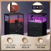 imageWLIVE White Night Stand with Charging Station LED Nightstand with 3 Fabric Drawers Tall Bedside Table with 3 USB Ports and 2 Outlets Dresser for Small Space 3193quot H Side Table for BedroomBlack