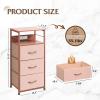 imageWLIVE White Night Stand with Charging Station LED Nightstand with 3 Fabric Drawers Tall Bedside Table with 3 USB Ports and 2 Outlets Dresser for Small Space 3193quot H Side Table for BedroomPink