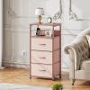 imageWLIVE White Night Stand with Charging Station LED Nightstand with 3 Fabric Drawers Tall Bedside Table with 3 USB Ports and 2 Outlets Dresser for Small Space 3193quot H Side Table for BedroomPink