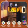 imageWLIVE White Night Stand with Charging Station LED Nightstand with 3 Fabric Drawers Tall Bedside Table with 3 USB Ports and 2 Outlets Dresser for Small Space 3193quot H Side Table for BedroomRustic Brown Wood Grain Print