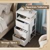 imageWLIVE White Night Stand with Charging Station LED Nightstand with 3 Fabric Drawers Tall Bedside Table with 3 USB Ports and 2 Outlets Dresser for Small Space 3193quot H Side Table for BedroomWhite