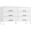imageWLIVE White TV Stand for 60 65 70 inch TV Large Entertainment Center with 6 Fabric Drawer TV Media Console Table with Wood Top Adjustable Feet for Living Room Hallway