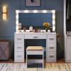 imageWLIVE White Vanity Desk with Large Mirror and Lights Makeup Table w7 Drawers ampamp Power Outlets Modern Vanity Table Set with Chair Dressing Table for Bedroom Dressing Room GirlModern