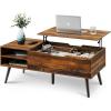 imageWLIVE Wood Lift Top Coffee Table with Hidden Compartment and Adjustable Storage Shelf Lift Tabletop Dining Table for Home Living Room Office Charcoal BlackRetro Brown