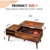 imageWLIVE Wood Lift Top Coffee Table with Hidden Compartment and Adjustable Storage Shelf Lift Tabletop Dining Table for Home Living Room Office Charcoal BlackRetro Brown