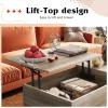 imageWLIVE Wood Lift Top Coffee Table with Hidden Compartment and Adjustable Storage Shelf Lift Tabletop Dining Table for Home Living Room Office Charcoal BlackGreige