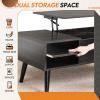 imageWLIVE Wood Lift Top Coffee Table with Hidden Compartment and Adjustable Storage Shelf Lift Tabletop Dining Table for Home Living Room Office Charcoal BlackCharcoal Black