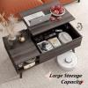 imageWLIVE Wood Lift Top Coffee Table with Hidden Compartment and Adjustable Storage Shelf Lift Tabletop Dining Table for Home Living Room Office Charcoal BlackAgrey