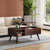 imageWLIVE Wood Lift Top Coffee Table with Hidden Compartment and Adjustable Storage Shelf Lift Tabletop Dining Table for Home Living Room Office Charcoal BlackEspresso