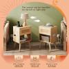 imageWLIVE Wood Nightstand Set of 2 Night Stand Sets with 2 Rattan Decor Drawers End Tables with Solid Legs Bed Side Table for Bedroom Living Room Natural OakRattan Natural Wood
