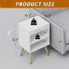 imageWLIVE Wood Nightstand Set of 2 Night Stand Sets with 2 Rattan Decor Drawers End Tables with Solid Legs Bed Side Table for Bedroom Living Room Natural OakSolid White