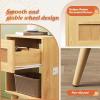 imageWLIVE Wood Nightstand Set of 2 Night Stand Sets with 2 Rattan Decor Drawers End Tables with Solid Legs Bed Side Table for Bedroom Living Room Natural OakRattan Natural Wood