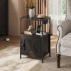 imageWLIWLIVE End Table with Charging Station Bed Side Table with Open Shelf and Cabinet Farmhouse Night Stand End Tables Living Room Bedroom Small Spaces White and GreigeBlack