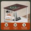 imageWLIWLIVE End Table with Charging Station Bed Side Table with Open Shelf and Cabinet Farmhouse Night Stand End Tables Living Room Bedroom Small Spaces White and GreigeEspresso