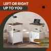 imageWLIWLIVE End Table with Charging Station Bed Side Table with Open Shelf and Cabinet Farmhouse Night Stand End Tables Living Room Bedroom Small Spaces White and GreigeEspresso