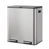 imageWLIVE 2 x 8 Gallon Stainless Steel Dual Trash Can Double Trash Can Kitchen with SoftClose Lid Trash and Recycle Bin Combo Kitchen Garbage Can with Deodorizing Filter Box and Inner Buckets SilverSilver