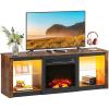 imageWLIVE 58 Inches Fireplace TV Stand with LED Lights Modern Entertainment Center with 18 Electric Fireplace ampamp Adjustable Glass Shelves Sturdy Media Console for Living Room BedroomGaming BlackRustic Brown