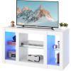 imageWLIVE 58 Inches Fireplace TV Stand with LED Lights Modern Entertainment Center with 18 Electric Fireplace ampamp Adjustable Glass Shelves Sturdy Media Console for Living Room BedroomGaming BlackWhite
