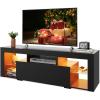 imageWLIVE 63 Inch TV Stand LED Entertainment Center for 60 to 70 Inch TV Modern TV Console with 2 Drawers TV Stands for Living Room BlackBlack