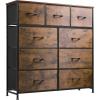 imageWLIVE 9Drawer Dresser Fabric Storage Tower for Bedroom Hallway Entryway Closet Tall Chest Organizer Unit with Fabric Bins Steel Frame Wood Top Easy Pull Handle Rustic Brown Wood Grain PrintRustic Brown Wood Grain Print