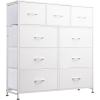 imageWLIVE 9Drawer Dresser Fabric Storage Tower for Bedroom Hallway Entryway Closet Tall Chest Organizer Unit with Fabric Bins Steel Frame Wood Top Easy Pull Handle Rustic Brown Wood Grain PrintWhite