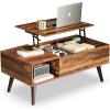 imageWLIVE Coffee Table 394quot Wood Coffee Table with Sliding Top up to 50quot TV Modern Center Table with Open Storage Shelf for Living Room Bedroom Rustic BrownRustic Brown