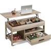 imageWLIVE Coffee Table 39quot Lift Top Coffee Table with Hidden Compartment Storage Drawers and Storage Shelf for Living Room Reception Room EspressoGrey