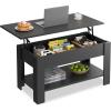 imageWLIVE Coffee Table 39quot Lift Top Coffee Table with Hidden Compartment Storage Shelf and Lifting Top for Home Living Room Office and Reception RoomEspressoBlack