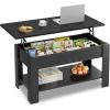 imageWLIVE Coffee Table 39quot Lift Top Coffee Table with Hidden Compartment Storage Shelf and Lifting Top for Home Living Room Office and Reception RoomEspressoBlack Oak