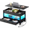 imageWLIVE Coffee Table Lift Top Coffee Table with 2 Drawers Large Hidden Hidden Compartment and Open Shelf Lift Tabletop Dining Table for Living Room BlackBlack