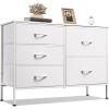 imageWLIVE Dresser for Bedroom with 5 Drawers Wide Dressers with Drawer Organizers Chest of Drawers Fabric Dresser for Living Room Closet Hallway Charcoal Black Wood Grain PrintWhite