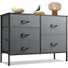 imageWLIVE Dresser for Bedroom with 5 Drawers Wide Dressers with Drawer Organizers Chest of Drawers Fabric Dresser for Living Room Closet Hallway Charcoal Black Wood Grain PrintDark Grey