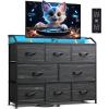 imageWLIVE Dresser for Bedroom with 8 Drawers Wide Fabric Dresser for Storage and Organization Chest of Drawers Dressers for Living Room Closet Hallway Dark GreyCharcoal Black Wood Grain Print
