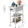 imageWLIVE End Table with Charging Station Flip Top Side Table with Storage Shelf Sofa Couch Table with USB Ports and Outlets Narrow Bedside Table for Living Room Bedroom 1181quotD x 2362quotW x 2433quotHWhite