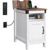 imageWLIVE End Table with Charging Station Side Table with USB Ports and Outlets Narrow Side Table for Small Spaces Living Room Couch Nightstand with Storage BrownWhite