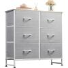 imageWLIVE Fabric Dresser for Bedroom 6 Drawer Double Dresser Storage Tower with Fabric Bins Chest of Drawers for Closet Living Room Hallway Dark GreyLight Grey