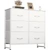 imageWLIVE Fabric Dresser for Bedroom 6 Drawer Double Dresser Storage Tower with Fabric Bins Chest of Drawers for Closet Living Room Hallway Dark GreyWhite