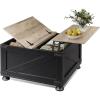 imageWLIVE Farmhouse Lift Top Coffee Table with Storage 315quot Square Center Table FlipTop Hidden Compartment WoodGrain Coffee Table for Living Room Bedroom BlackBlack