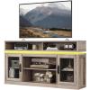 imageWLIVE Farmhouse TV Stand for 65 Inch TV Tall Entertainment Center with Storage Cabinets Media Console TV Cabinet with LED for Living Room and Bedroom BlackGrey
