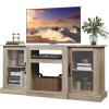 imageWLIVE Fireplace TV Stand for 65quot TV Entertainment Center with 18 Inch Electric Fireplace TV Console with Open Shelves for Living Room and Bedroom WhiteGreige