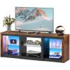 imageWLIVE LED TV Stand for 65Inch TV 58Inch Entertainment Center with Adjustable Glass Shelves Modern Media Console for Living Room ampamp Bedroom Rustic BrownRustic Brown