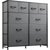 imageWLIVE Large Dresser for Bedroom Fabric Dresser with 10 Drawers Storage Tower with Fabric Bins Double Dressers Chest of Drawers for Closet Living Room Hallway Dark GreyDark Grey