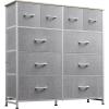 imageWLIVE Large Dresser for Bedroom Fabric Dresser with 10 Drawers Storage Tower with Fabric Bins Double Dressers Chest of Drawers for Closet Living Room Hallway Dark GreyLight Grey